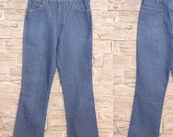 Vintage WRANGLER Jeans , Mens Regular Fit , Style 945 DEN , Made in USA , 34 waist , Dark Wash Denim Pants , High Waist Wrangler Jeans
