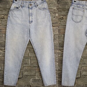 Jeans Lee Riders vintage con lavaggio acido chiaro, vita 31, jeans a gamba lunga, jeans a gamba affusolata, jeans mom a vita alta, Made in USA, 100% cotone