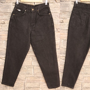 Vintage CHIC High Waist Jeans , 29 30 Waist , Black Chic Mom Jeans , Tapered Leg Jeans , High Waist Mom Jeans , Made in USA , Size 12 Petite