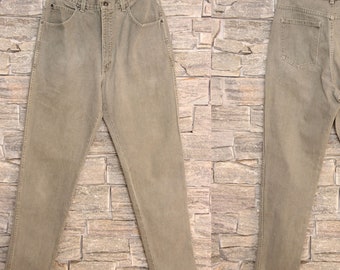 Vintage groene LANDS'END jeans, 30 taille, vintage kaki jeans met taps toelopende pijpen, mom jeans met hoge taille, mom jeans met hoge taille, gemaakt in de VS