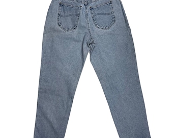 Vaqueros vintage Lee de tiro alto, 30 W, estilo años 90, pierna recta, 100 % algodón, lavado medio claro, corte regular para mujer, tiro de 30 cm, tallas EE. UU. 10-12, tallas UE 40-42