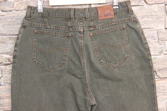Vintage Lee Riveted Khaki Green Jeans , 36 Waist … - image 2