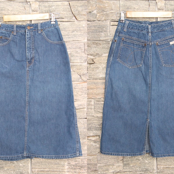 Vintage Calvin Klein Jeansrock, 25 Taille, gerader Jeansrock, Midirock, leichter Jeansrock, Jeansrock mit hoher Taille