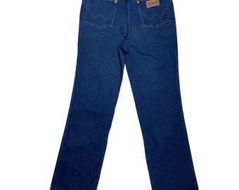 Pantalones vaqueros Wrangler 947STR vintage de los años 90, 34 x 30, estilo vaquero clásico estilo western, pierna recta, cintura alta, elásticos, fabricados en EE. UU.