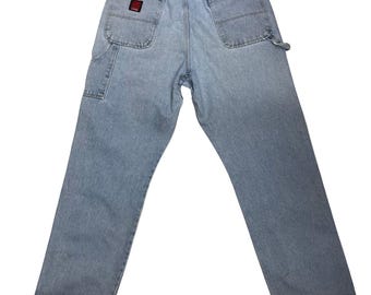 Vintage Faded RIGGS Workwear By Wrangler Jeans , 38 Waist Jeans , Workwear Jeans , Utility Denim Pants , 100% Cotton , 38x32