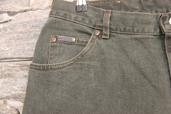Vintage Lee Riveted Khaki Green Jeans , 36 Waist … - image 6
