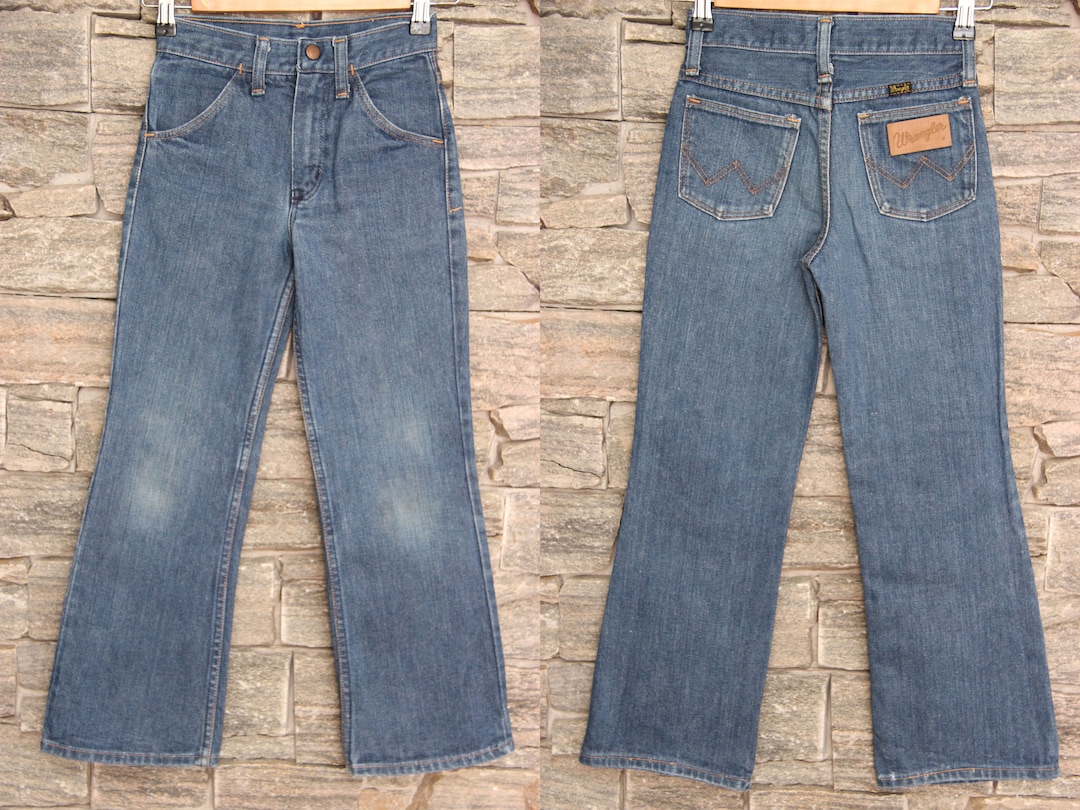 Vintage Wrangler Kids Jeans 23 Waist Kids Bootcut Leg Etsy