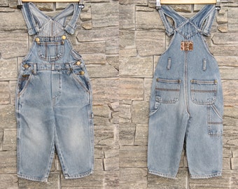 Vintage Frisco Kid US Denim Overalls , Medium Wash Jumpsuit , Unisex Kids Jean Overalls , Vintage Dungarees , Taille 86 , Age 2 Ans ,