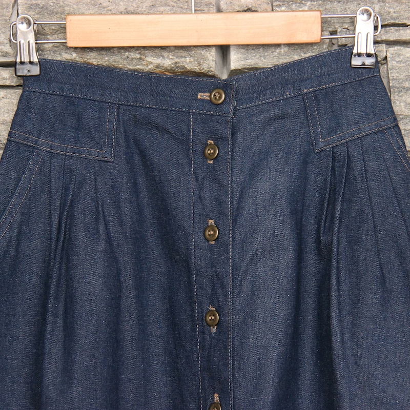 VTG 70s/ 80s HIGH WAIST GREY DENIM USA NOVELTY GRAPHIC A-LINE SKIRT SMALL 8