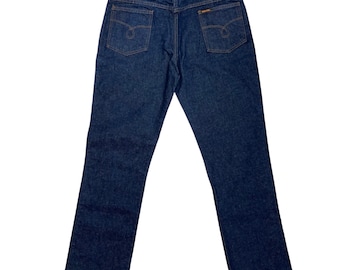 80s Saddle King Classic Western Jeans , W36 L32 , Vintage Indigo Men's Jeans , Made in USA , 100% Cotton Denim , Mid Rise Men's Jeans