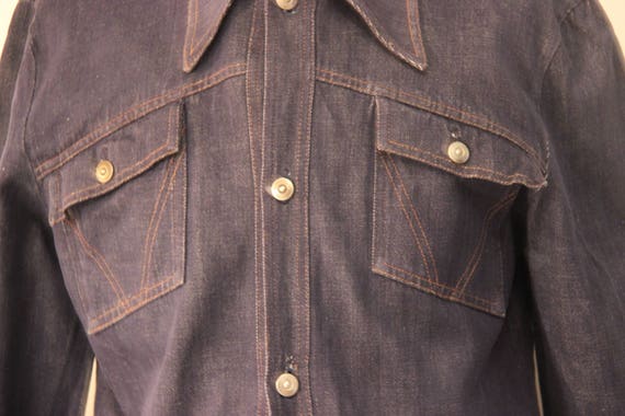 70s denim mens jacket , Vintage denim blazer , Da… - image 4