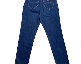 Vintage 90s Wrangler High Rise Jeans / Women's 30W / Straight Leg Mom Jeans / Dark Blue 100% Cotton Denim / Western Style