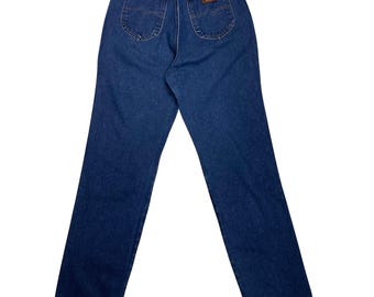 Vintage 70s/80s Wrangler Mom Jeans , 26 Waist , USA-Made , High-Waisted Women's Jeans , Straight Leg Jeans , Dark Wash , 100% Cotton