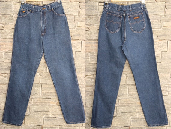 70s WRANGLER Mom Jeans , 27 Waist Jeans , Dark Wa… - image 1