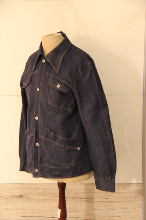 70s denim mens jacket , Vintage denim blazer , Da… - image 2