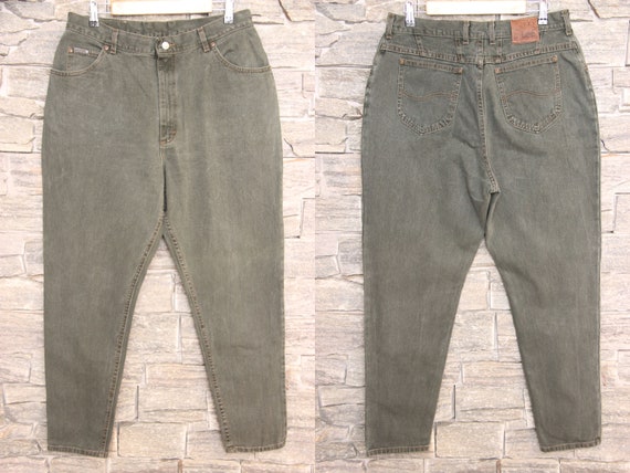 Vintage Lee Riveted Khaki Green Jeans , 36 Waist … - image 1