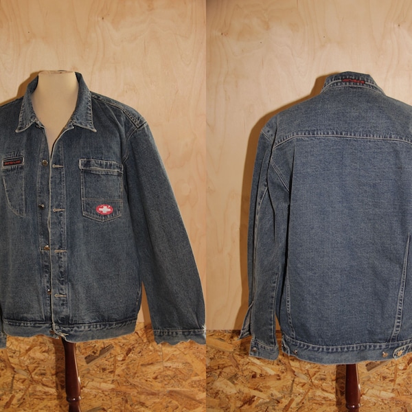 veste surdimensionnée en denim vintage pour hommes, veste Dark vintage Large Jean, taille L, veste taille plus, vêtements pour hommes, veste Jean unisexe