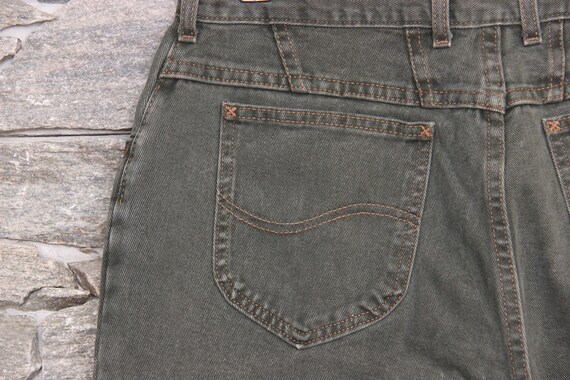 Vintage Lee Riveted Khaki Green Jeans , 36 Waist … - image 3
