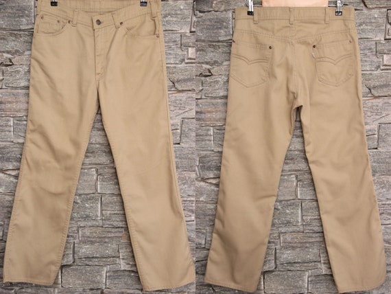 Men Polyester Pants 34 Waist Sand 