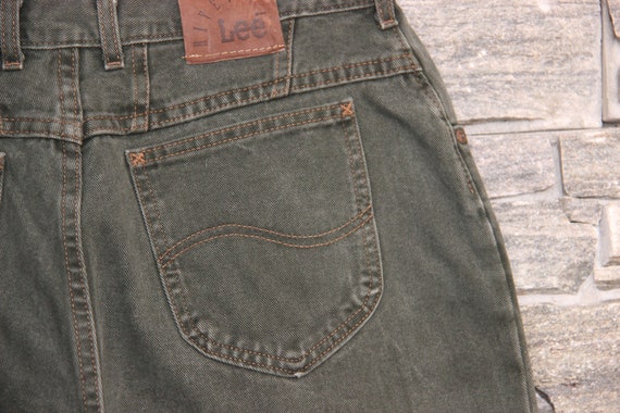 Vintage Lee Riveted Khaki Green Jeans , 36 Waist … - image 4