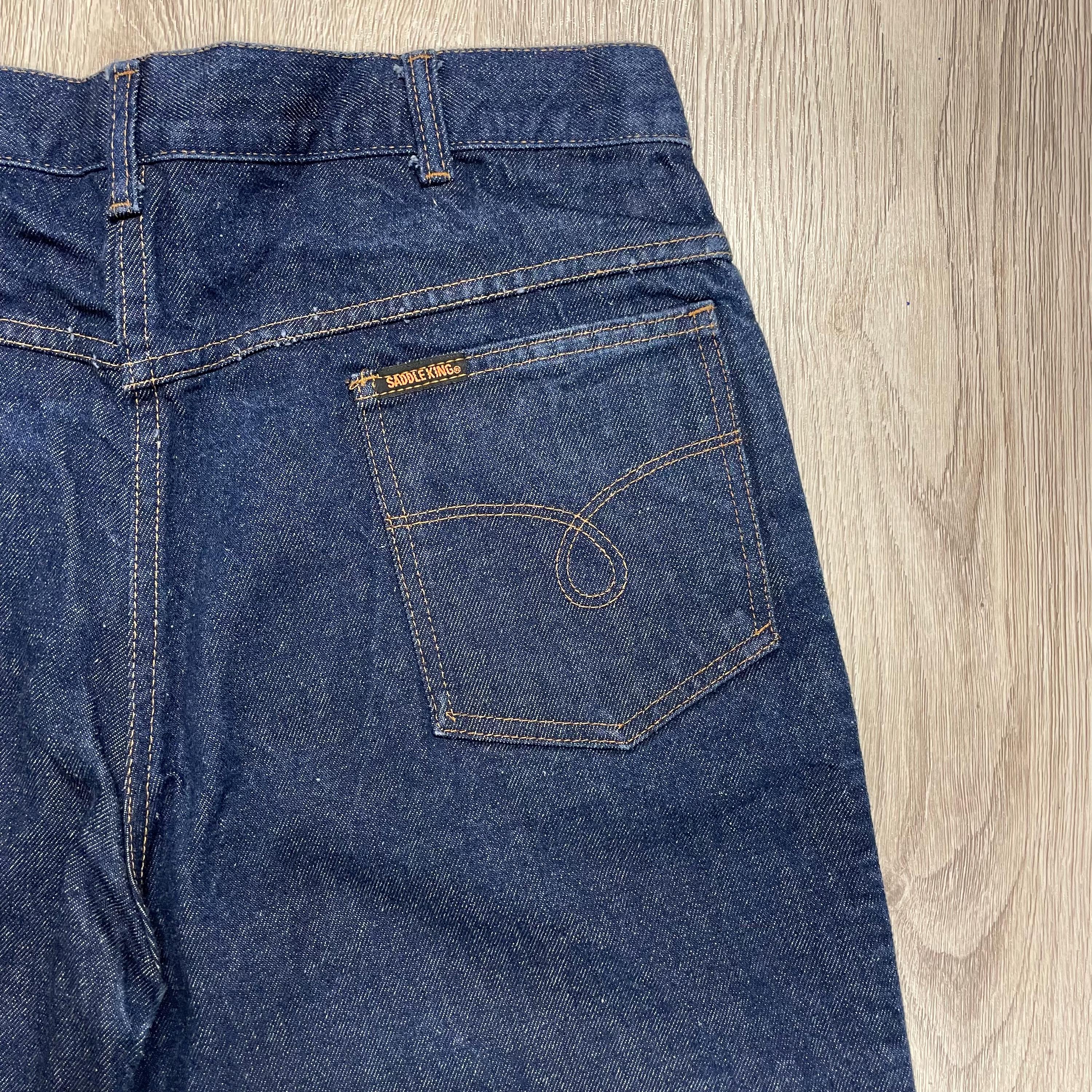 80s Saddle King Classic Western Jeans , W36 L32 , Vintage Indigo
