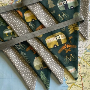 Handmade Caravan Adventure Holiday Vacation Family Campervan Camping Mini Fabric Bunting