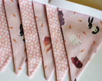 Handmade Rabbit and Guinea Pig Cute Pets Children's Bedroom Nursery Birthday Baby Shower Mini Fabric Bunting