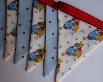 Handmade Winnie The Pooh and Eeyore Children's Bedroom Nursery Birthday Decoration Mini Fabric Bunting
