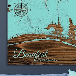 Beaufort, North Carolina Street Map | Wood Wall Decor | Wall Art| Wood Wall Decor | Decorative City Plaque | Engraved Wood