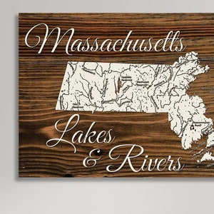 Massachusetts: Lakes and Rivers| Wood Wall Decor