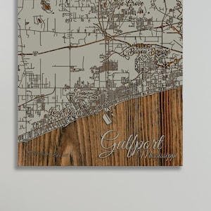 Mississippi: Gulfport Street Map| Wood Wall Decor