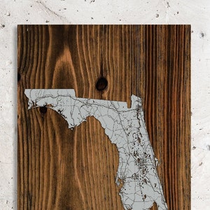 Florida Isolated Map | Wood Engraved Maps | Wall Art| Wood Wall Decor | Home Decor | Wood Engraved Map of Florida, FL