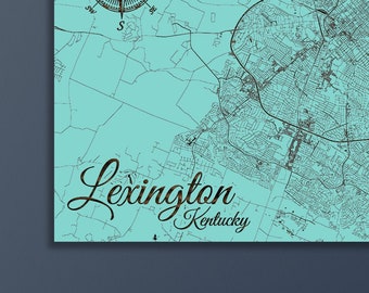 Lexington, Kentucky Street Map | Wood Wall Decor | Home Decor | Wood Wall Map | City Street Map | Wood Engraved Map of Lexington, KY