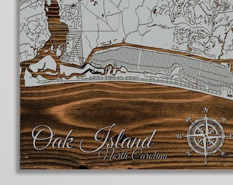 Street Map Of Oak Island Nc Oak Island Map Etsy