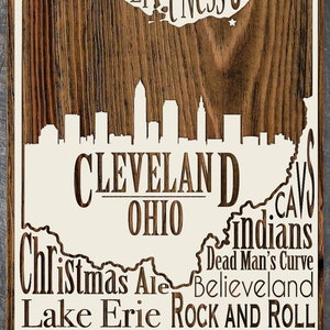 Ohio: Cleveland Abstract Map| Wood Wall Decor