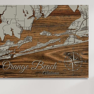 Orange Beach, Alabama Street Map | Wall Art| Wood Wall Decor | Home Decor | Wood Wall Map | City Street Map| Wood Engraved Map
