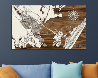 Beach Haven West, New Jersey Street Map | Wood Wall Art | Wood Wall Map | City Street Map | Wood Engraved Map of Beach Haven West, NJ