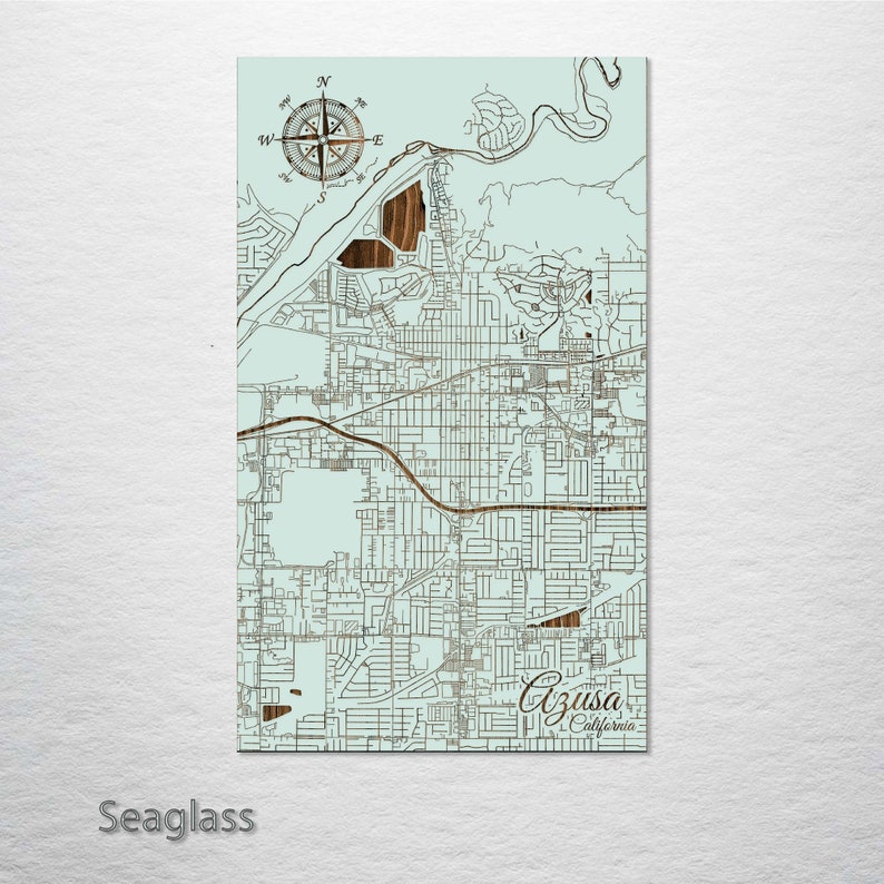 Azusa California Map: Wood Engraved Wall Art - Etsy