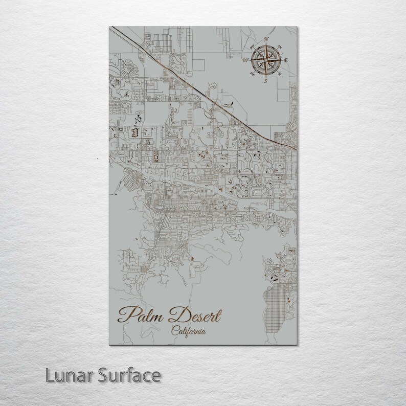 California: Palm Desert Street Map Wood Engraved Maps Wall - Etsy