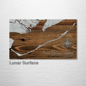 Saint George Island, Florida Street Map Wood Engraved Maps Wood Wall Decor City Street Map Wood Engraved Map of Saint George Island, FL Lunar Surface