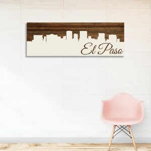 El Paso, Texas Panoramic Skyline | Wood Engraved | Panoramic Wood Art | Panoramic Wall Art | El Paso, TX | Wood Wall Decor | Cityscape