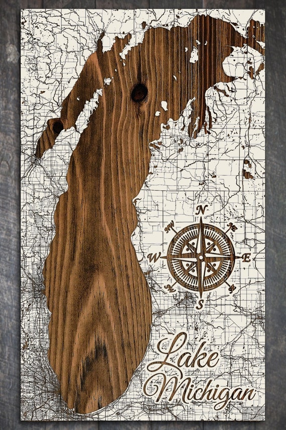 Lake Michigan Michigan Wood Wall Art Rustic Home Decor Etsy