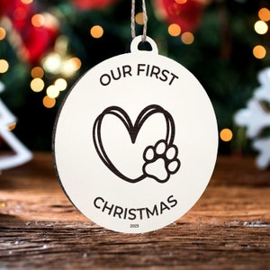 Unsere erste Weihnachtsschmuck | Gravierte Holz Landkarte Ornament | Handmade Urlaub & Wohndekor | Weihnachtsschmuck