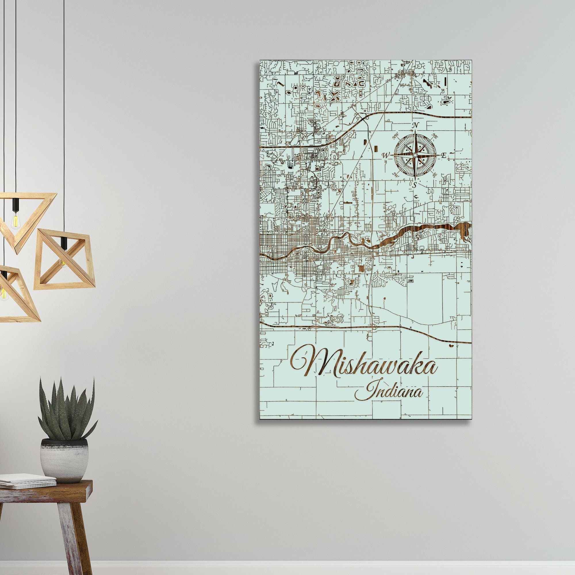 Mishawaka Indiana Street Map: Wood Engraved Wall Art - Etsy