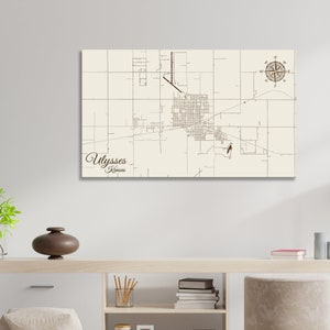 Kansas: Ulysses Street Map| Wood Wall Decor