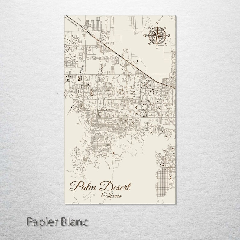 California: Palm Desert Street Map Wood Engraved Maps Wall - Etsy