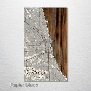 Chicago, Illinois Street Map | Wood Wall Art | Wood Wall Map | Wood Engraved Map of Chicago, IL | Map Artwork | City Street Map