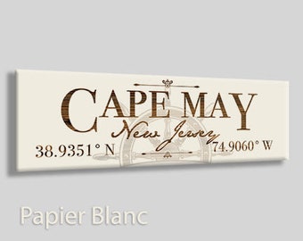 New Jersey: Cape May Stick (12in x 3.75in); Wood Engraved, Wall Art| Wood Wall Decor | Decorative City Plaque |Decor | Engraved Wood Plaque
