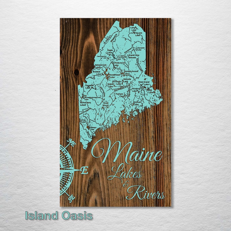 Maine Lakes /& Rivers; Wood Wall Art Groomsmen Gift Wood Burning Art Rustic Home Decor Bridesmaid Gift Wedding Gift