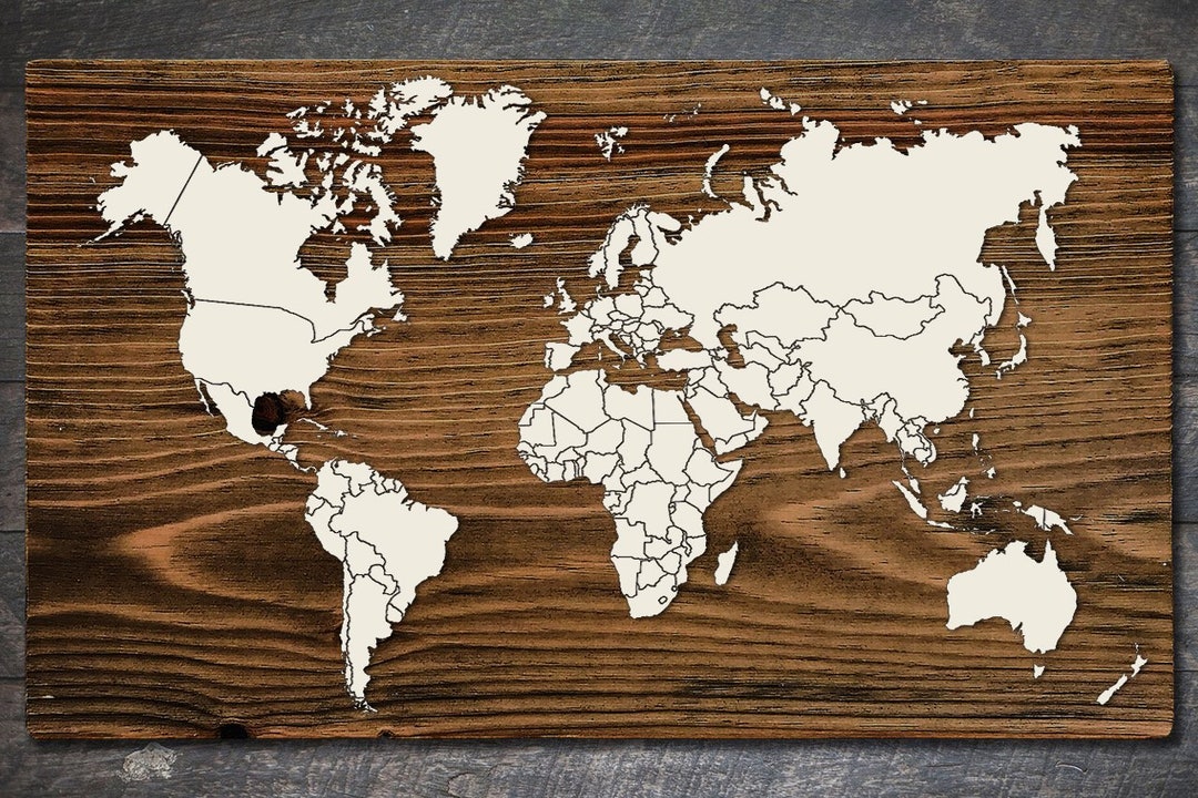Blank World Map; Wood Engraved Maps, Wall Art| Wood Wall Decor - Etsy